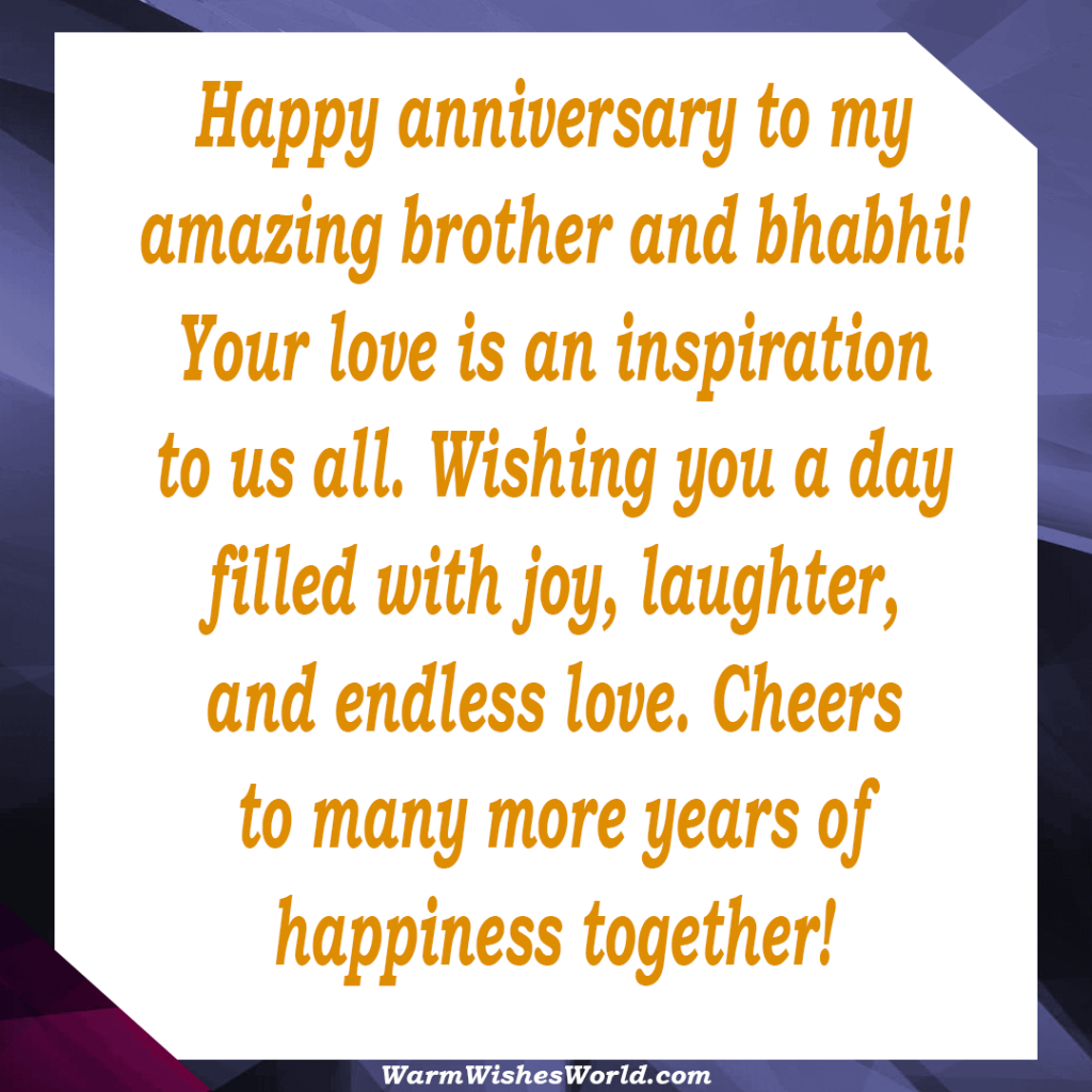 Anniversary Messages for Brother and Bhabhi