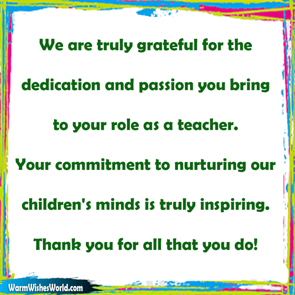 Thank You Messages For Teachers From Parents