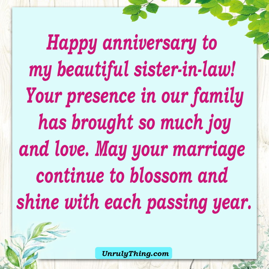 Anniversary Messages For Sister In Law