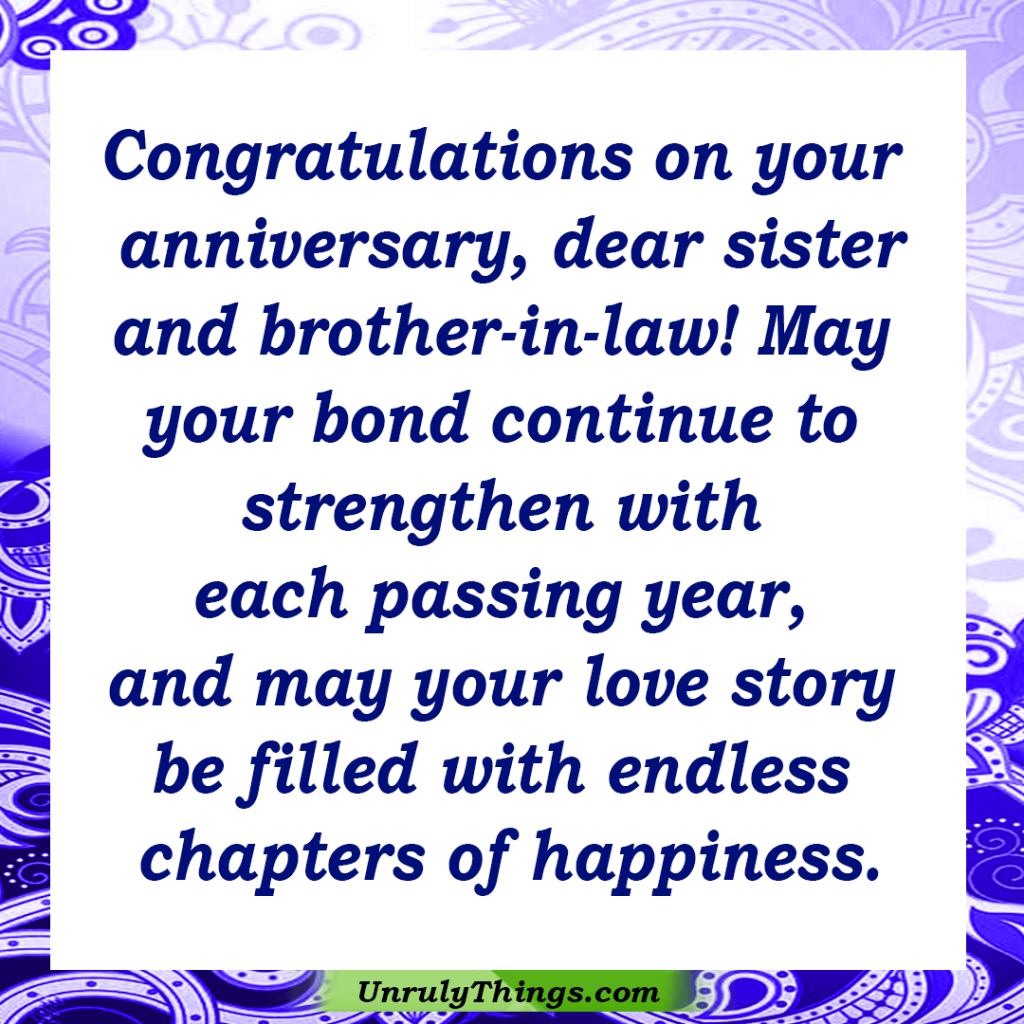 Happy Anniversary Messages for Sister and Brother in Law