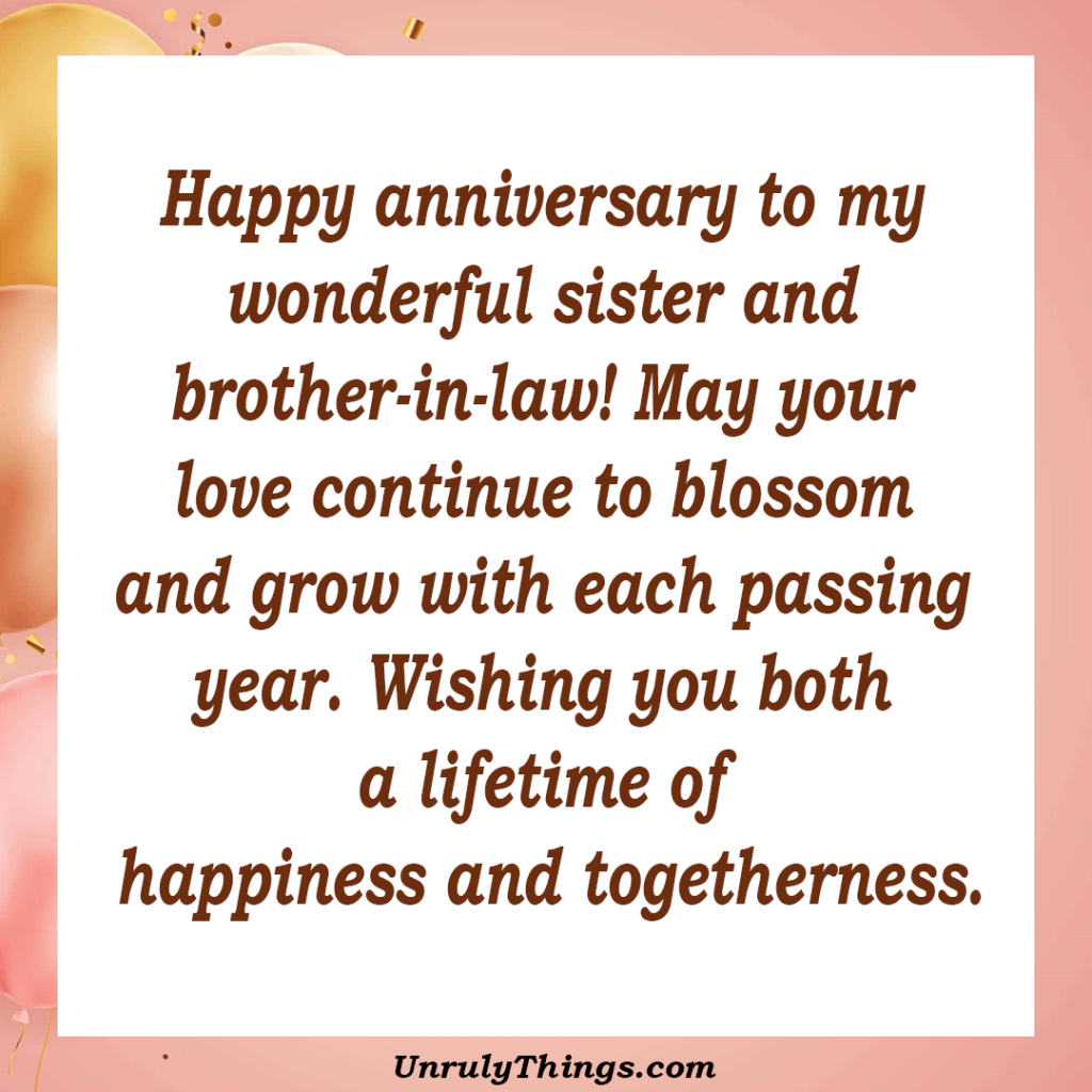 Happy Anniversary Messages for Sister and Brother in Law