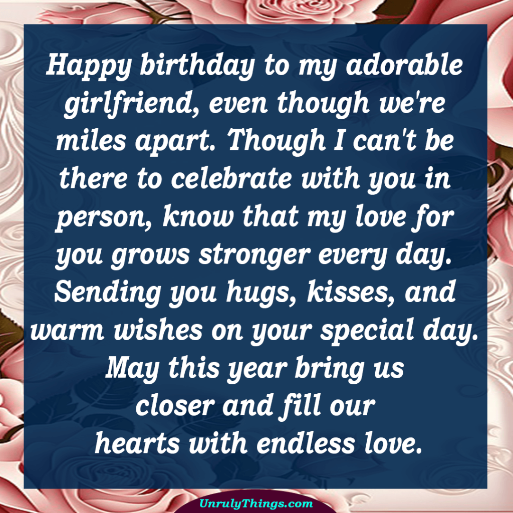 Romantic Birthday Messages for Girlfriend Long Distance