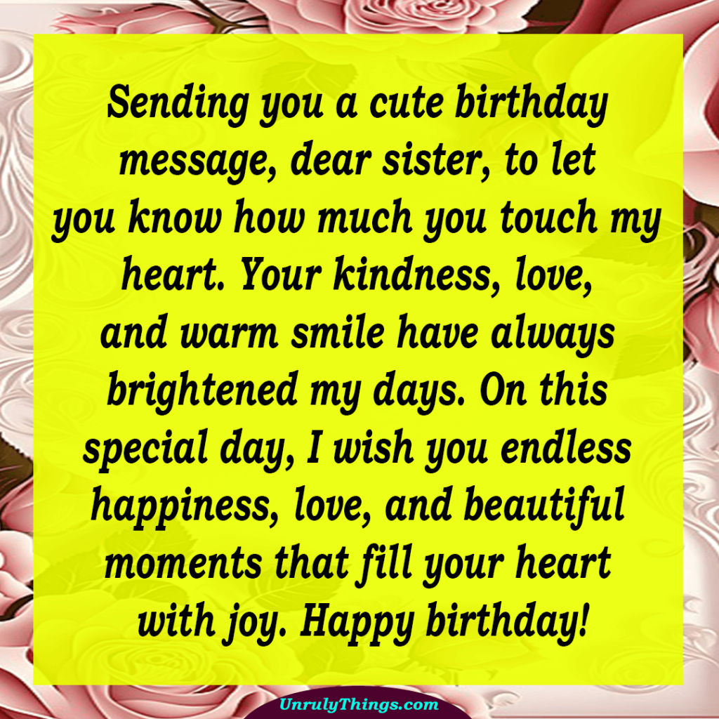 Heart Touching Birthday Messages For Sister