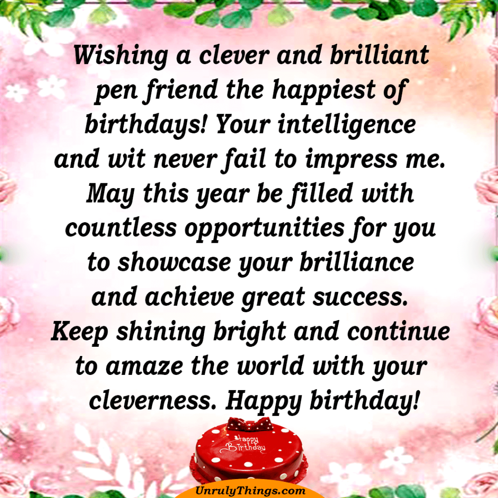 Touching Birthday Messages To a Pen Friend