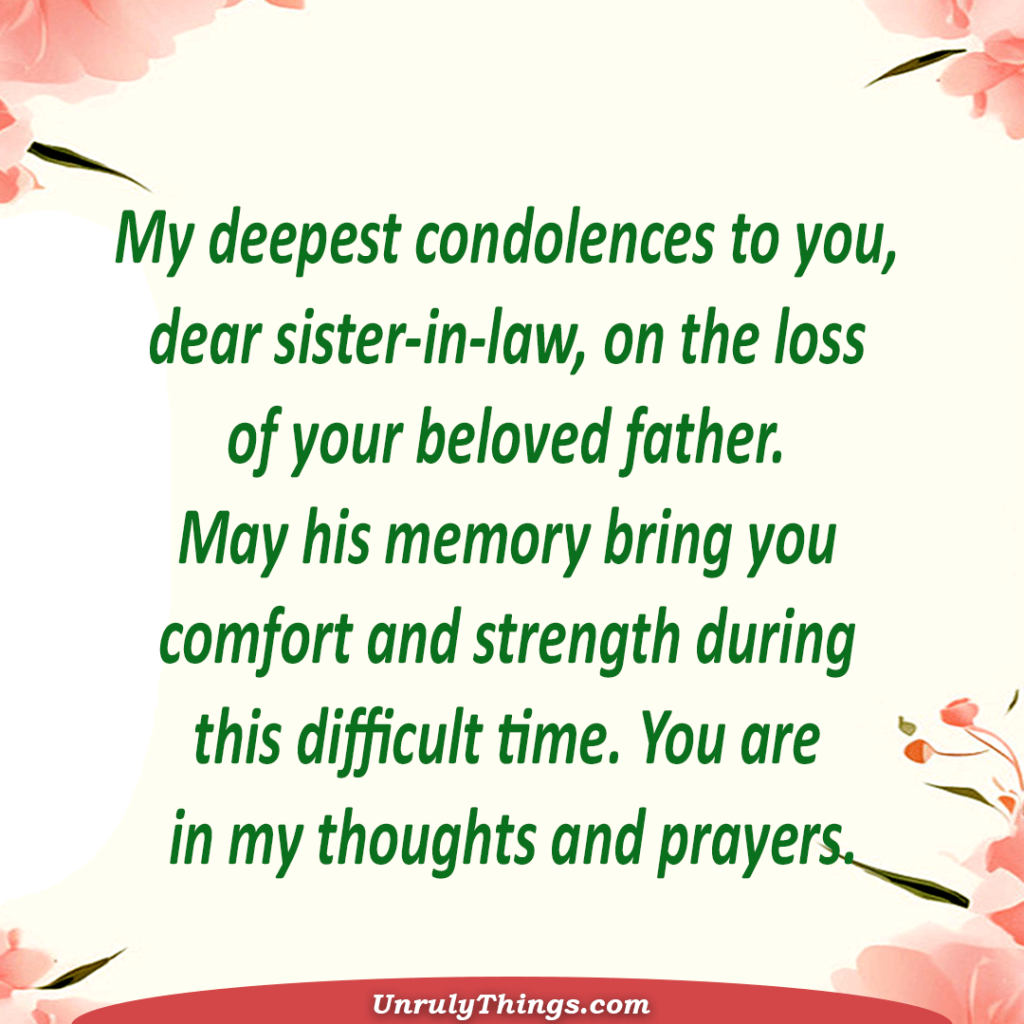 Condolence Messages to Sister in law Who Lost Her Father