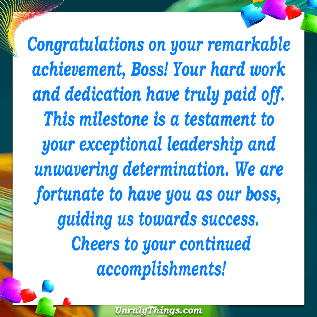 Congratulations Messages for Achievement for Boss